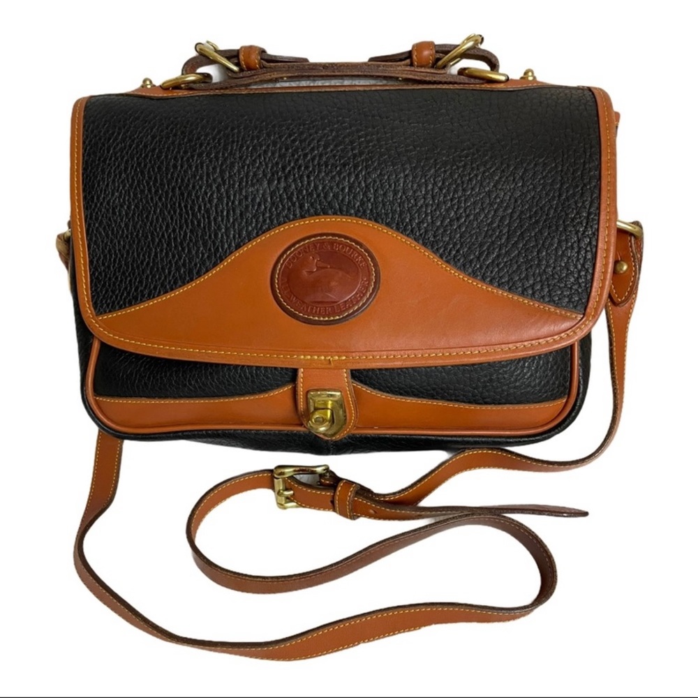 Dooney & Bourke Black and Tan Crossbody Bag with Leather Accents